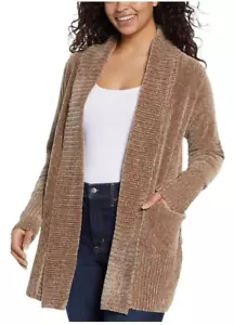 Cardigan donna Chenelle aperto davanti tortora Orvis nuovo con etichette taglia 2X $80 4HL379 - Foto 1 di 3