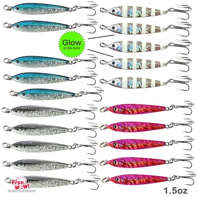 20pcs Fish WOW! 1.5oz Mega Metal Live Baits Jig Lures Treble Hook 4-color set - Image 1 of 4