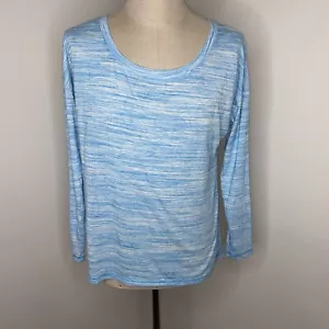 Camicia donna manica lunga Zella taglia L blu turchese top schiena aperta maglietta atletica - Foto 1 di 5