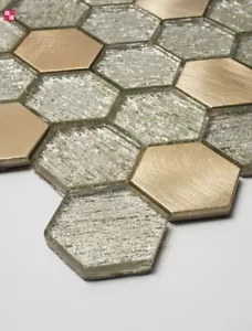 Glasmosaik Aluminium Edelstahl Mosaik Fliesen glänzend Champagne Silber 30x30 cm - Bild 1 von 5