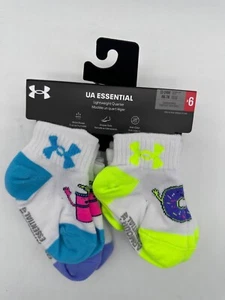 6 PAIRS TODDLER UNDER ARMOUR UA ESSENTIAL LIGTH WEIGTH QUATER CUT SOCKS 12-24 M - Picture 1 of 4