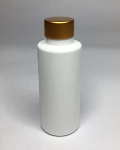 50ml PET Plastic White Cylindrical Bottle & Smooth Gold Screw On Cap ANY AMOUNT - Picture 1 of 1
