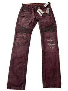 Pantalones de mezclilla ROCK REVIVAL Borgoña Moto Jack K30 Motociclista Talla 30x34 Hombres TOTALMENTE NUEVOS con etiquetas - Imagen 1 de 13