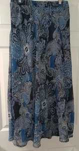 Established 1962 Blue Paisley Long Lined Skirt Size M - Picture 1 of 2