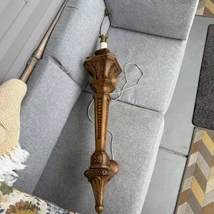 Vintage Fruitwood Wall Lamp Sconce Torch Candlestick Carved Wood Medieval Brown - Picture 1 of 12