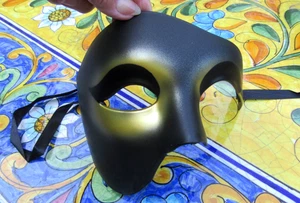 VENETIAN FACE MASK WITH TIES~BLACK+GOLD~ NEW IN BAG~ADJUSTABLE - Picture 1 of 4