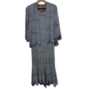Vintage Damianou Fringe 20s Flapper Dress with Jacket - Size S - Picture 1 of 14