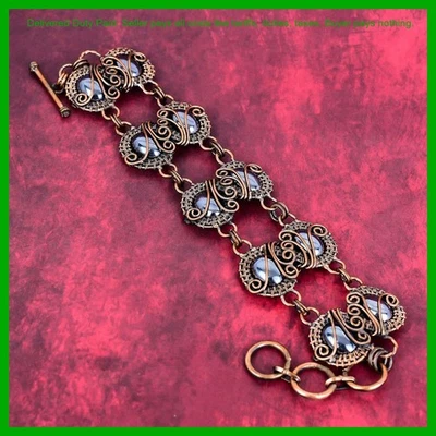 Cyber Monday Deal Copper Shungite Gemstone Chain Wire Wrapped Bracelet Jewelry - Image 1 of 4
