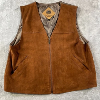 The Territory Ahead Leather Vest Mens Medium Brown Zipper Suede Preppy Luxury - Image 1 of 4