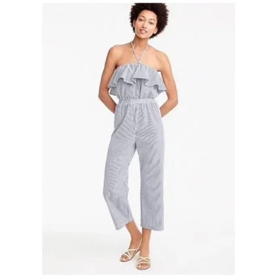 Mono J.Crew Seersucker Rayas Azul y Blanco Talla S  Foto 1 de 4