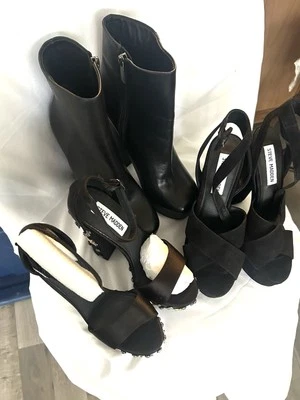 Steve Madden 女式麂皮绒缎面和皮革厚底泵跟 3 对 6 码 — 第 1/4 张图片