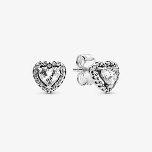 Pandora Elevated Heart Stud Earrings New In Box - Picture 1 of 4