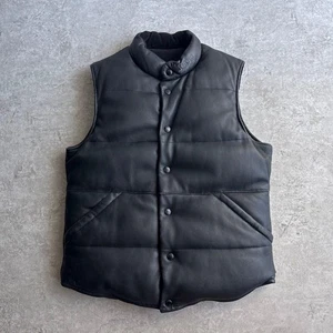 schott shot [L] Reversible genuine leather down vest black - Picture 1 of 11