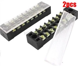 2Pcs 8P Covered Screw Terminal Barrier Strip Block 600V 15A 2 Rows 8 Position pi - Bild 1 von 2