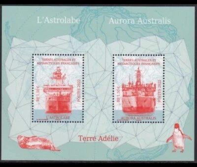 French Antarctic TAAF -  "SHIPS ~ L'ASTROLABE ~ AURORA AUSTRALIS" MNH MS 2022 - Image 1 of 4