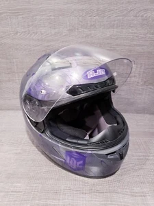 HJC CL-17 MOTORCYCLE HELMET Mystic Graphics Gray and Purple Size-XS - Picture 1 of 20