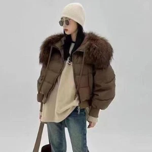 Abrigo chaqueta acolchada cálida pluma cuello piel real moda 2024 3253 - Imagen 1 de 10