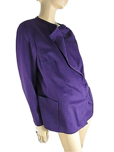NWT AKRIS PUNTO PURPLE WOOL/ANGORA ASYMMETRICAL SNAP CLOSURE JACKET SIZE 12 - Picture 1 of 7