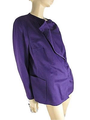 NWT  AKRIS PUNTO PURPLE WOOL/ANGORA ASYMMETRICAL SNAP CLOSURE JACKET SIZE 12 - Image 1 of 4