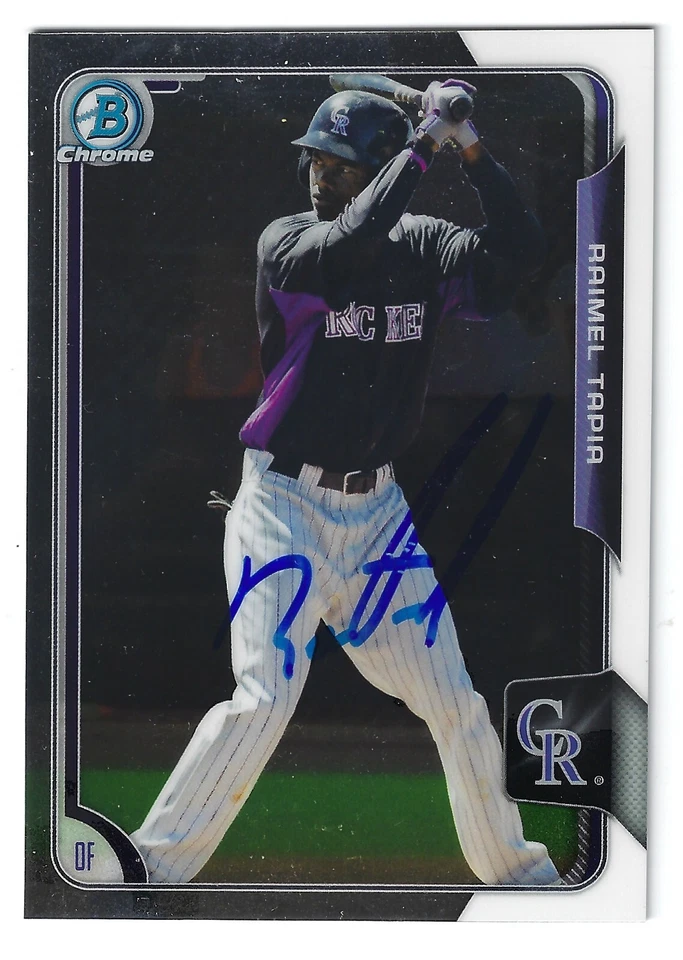 TARJETA FIRMADA RAIMEL TAPIA COLORADO ROCKIES CERVECEROS BOSTON RED SOX RAYS BLUE JAYS Foto 1 de 1