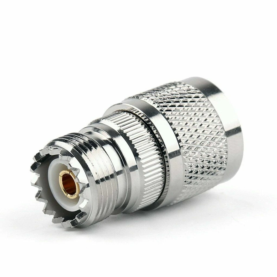 N-Type Male Plug to SO-239 UHF Female Jack RF Adapter Barrel Connector - Image 1 of 4
