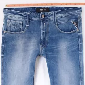Hombres Replay M914 ANBASS Ajustado Tapered Elástico Azul Jeans W32 L32 - Imagen 1 de 7