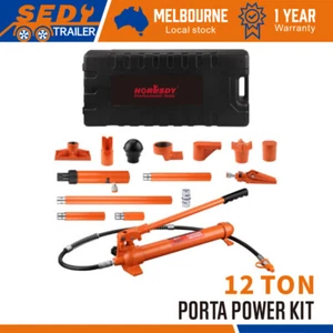 12 Ton Hydraulic Jack Air Pump Lift Ram Body Frame Porta Power Repair Kits Tool - Picture 1 of 10