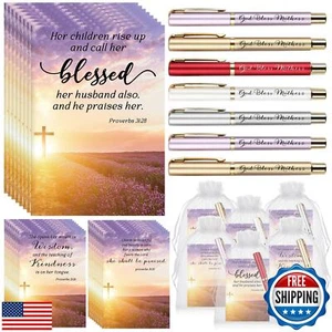 Spakon 25 Sets Mother's Day Church Gifts Bible Verse Notebooks Christian Pens - Picture 1 of 5