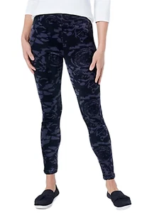 Cuddl Duds Double Plush Velour Leggings Grey Shdw Flrl - Picture 1 of 2