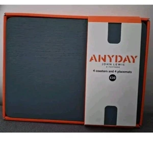John Lewis Set of 4 x Wood Placemats 29X 21.5cm & 4 x Coasters 10X 10cm, Grey - Picture 1 of 1