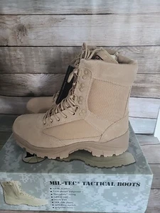 Mil-Tec Mens Side Zip Beige Desert Boots Military Combat Size 6 UK New - Picture 1 of 12