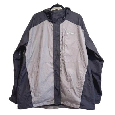Columbia Interchange Omni-Tech Jacket 100% Nylon Hooded Gray Black Men 1X - Image 1 of 4