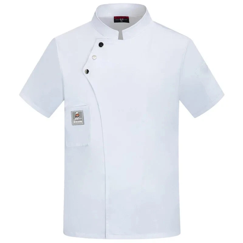 Uniforme de chef transpirable de manga corta para hombre, panadería y restaurante occidental Foto 1 de 4