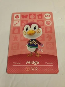 Animal Crossing Amiibo Card MIDGE 065 Series 1 NEVER SCANNED Fresh From Pack - Picture 1 of 2