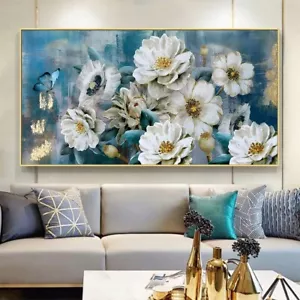 Abstract White Flower Posters Prints Canvas Painting Wall Picture - Foto 1 di 6