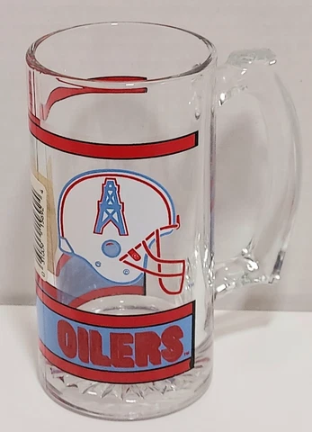 Houston Oilers 12 oz. Glass Beer Mug~Vintage NFL Collectible~NOS Cover