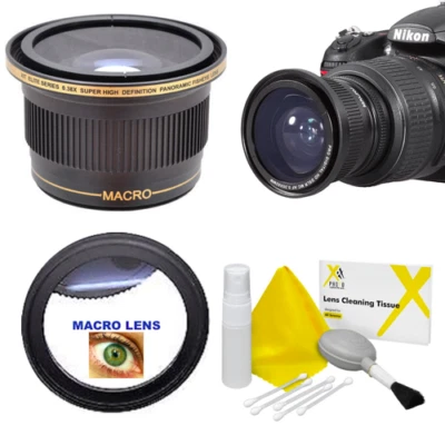 HD X38 FISHEYE  LENS + MACRO LENS + KIT For NIKON D3100 D3200 D5000 D5100 D5200 - Image 1 of 4
