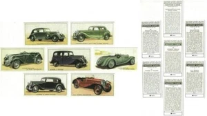 6x Cigarette Cards John Player Motor Cars 1936 + 1x 2nd Series 1937 Replicas - Picture 1 of 3