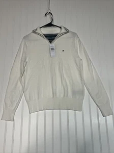 Tommy Hilfiger Quarter Zip sweater - size Xs NWT White Ivory - Picture 1 of 7