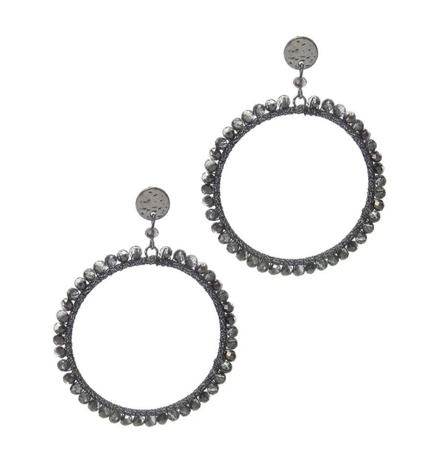 Hematite女式玻璃环状耳环 — 第 1/1 张图片