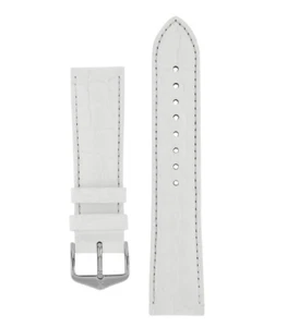 12MM Hirsch CROCOGRAIN Crocodile Embossed Leather Watch Strap in White - Picture 1 of 4