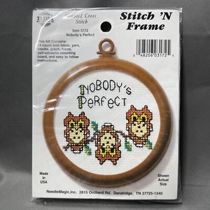 Gezähltes Kreuzstich-Set Eulen 3172 Nobodys Perfect Stitch N Rahmen NMI NOS - Bild 1 von 10