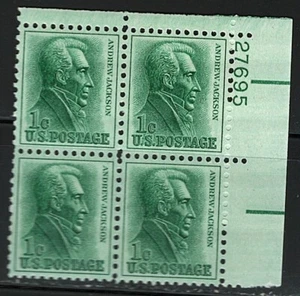 #1209 1963 un centavo Andrew Jackson bloque de 4 MNH con placa# - Imagen 1 de 1