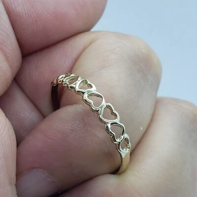 14K Yellow Gold Love Heart Beautiful Ring for Women Girl Wedding Gift Sizes 5-13 - Image 1 of 3