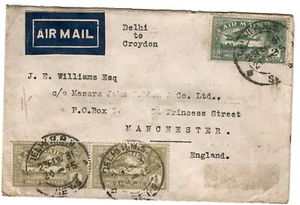 India Air Mail cubierta 1931 George V de Delhi - Imagen 1 de 1