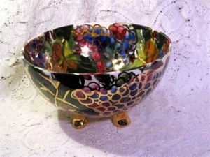 OOAK-CALPOTTER VINTAGE MULTICOLORED POTTERY- LG FOOTED BOWL PERFECT GIFT FOR MOM - Picture 1 of 5