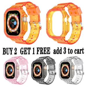 For Apple Watch Series Ultra 49MM TPU Clear Sport Band Strap + Bumper Case Cover - Picture 1 of 28