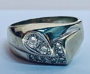 Solid 14k White Gold Diamond Ring, Vintage, Estate, 6.91 Grams