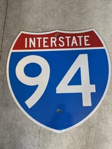 VINTAGE I-94 INTERSTATE HIGHWAY METAL SHIELD FREEWAY ROAD BADGE SIGN MICHIGAN - Picture 1 of 5
