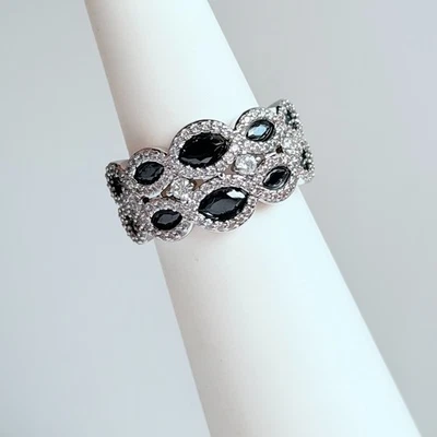 Bomb Party Ring Sz 7  “Echoes Of Glory” Black Onyx on Rhodium RG47394 - image 1 of 4